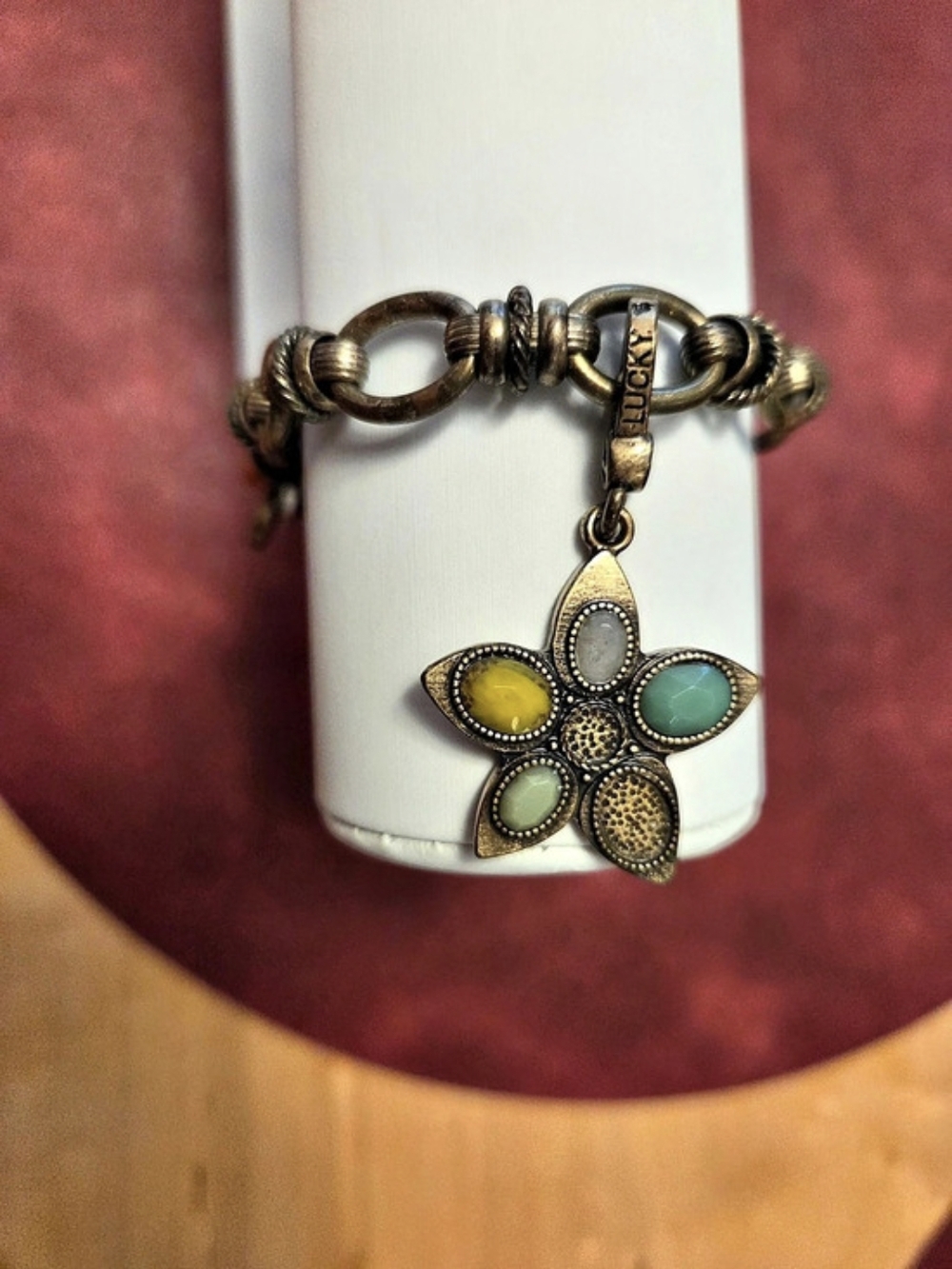 Lucky Brand Charm Bracelet in Gold & Green